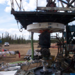 catches any fluids used to clean the wellhead before mounting the blowout preventer